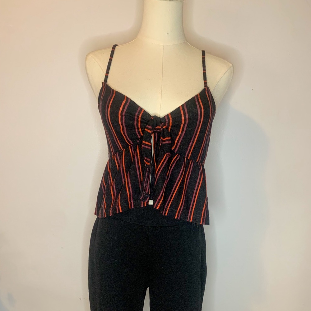 Topshop Striped Open Front Camisole